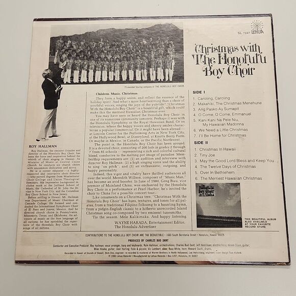 Christmas with The Honolulu Boy Choir 1980 Vinyl Record Album Vintage - Picture 2 of 7
